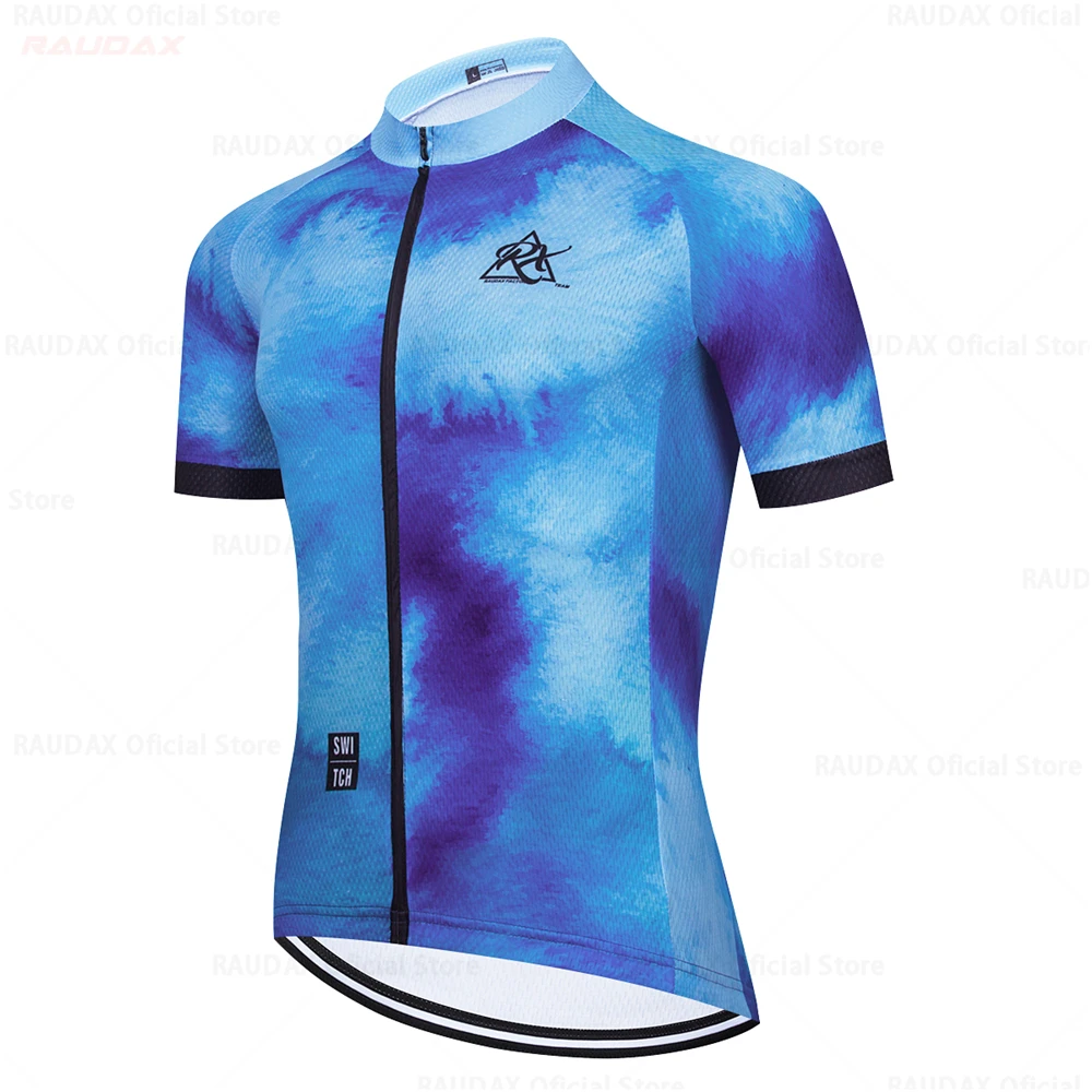 Raudax Short Sleeve Cycling Jersey for Men, MTB Bike Clothing, Racing Bicycle Clothes, Summer, 2025