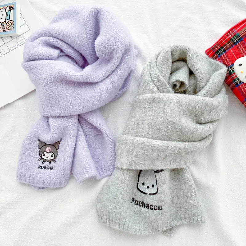 

Kawaii Sanrio Children's Scarf Cute Hello Kitty Cinnamoroll Women's Winter Thick Warm Wool Scarf Cold Proof Girls Gifts Toys
