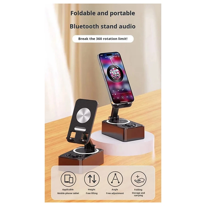 New Cell Phone Holder Stand With Bluetooth Speaker Adjustable Desktop Live Lazy Tablet Bracket Support Wireless Speaker