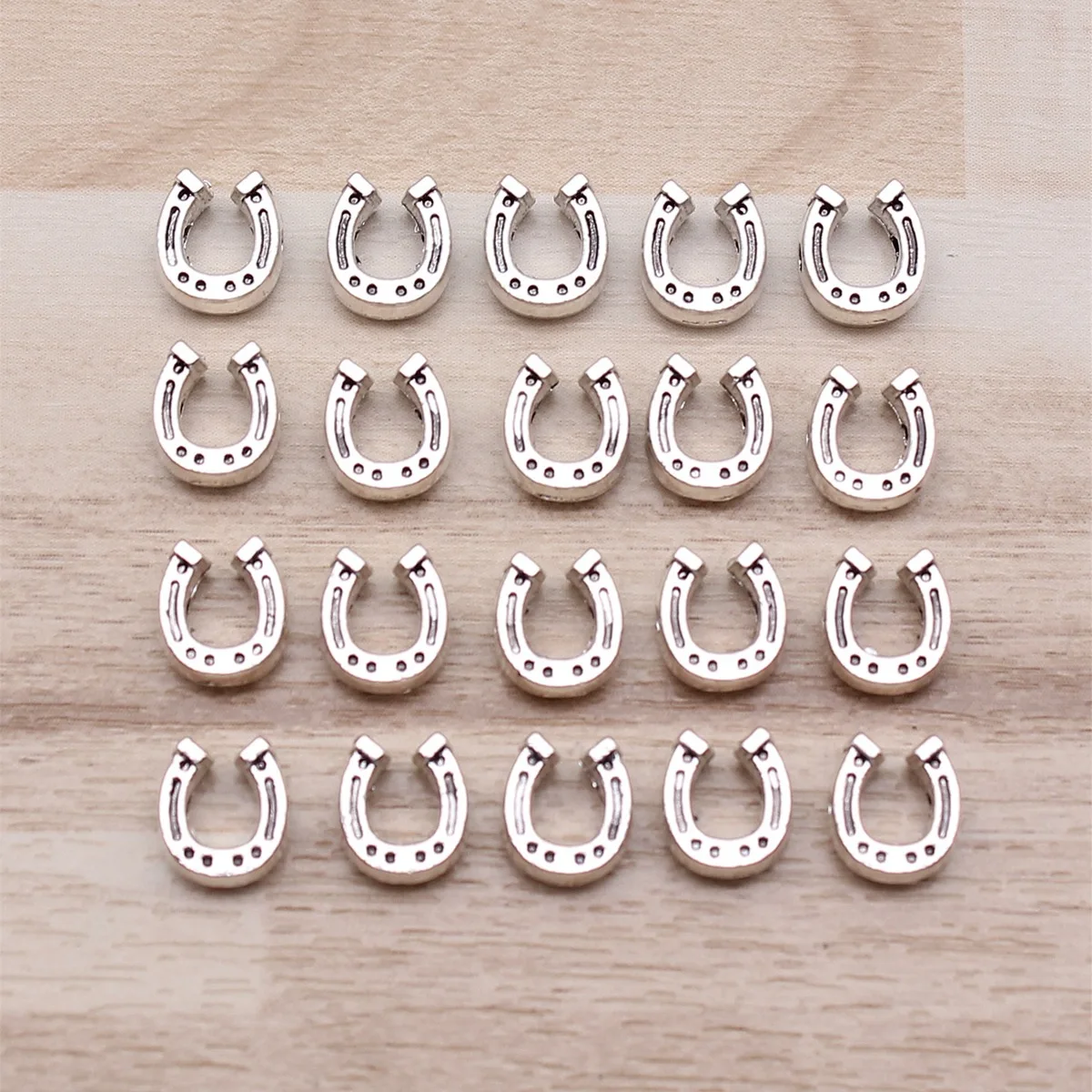 IFOCUS 20pcs/Lot Horseshoe Beads For DIY Jewelry Making Zinc Alloy 7x8mm/0.28x0.31inch