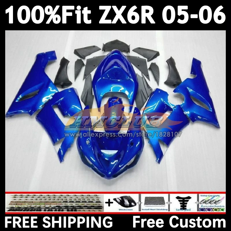 Injection Body For KAWASAKI NINJA ZX-636 ZX-6R 2005 2006 gloss blue 156No.10 ZX600 ZX 636 6R ZX636 ZX-600 ZX6R 05 06 Fairings