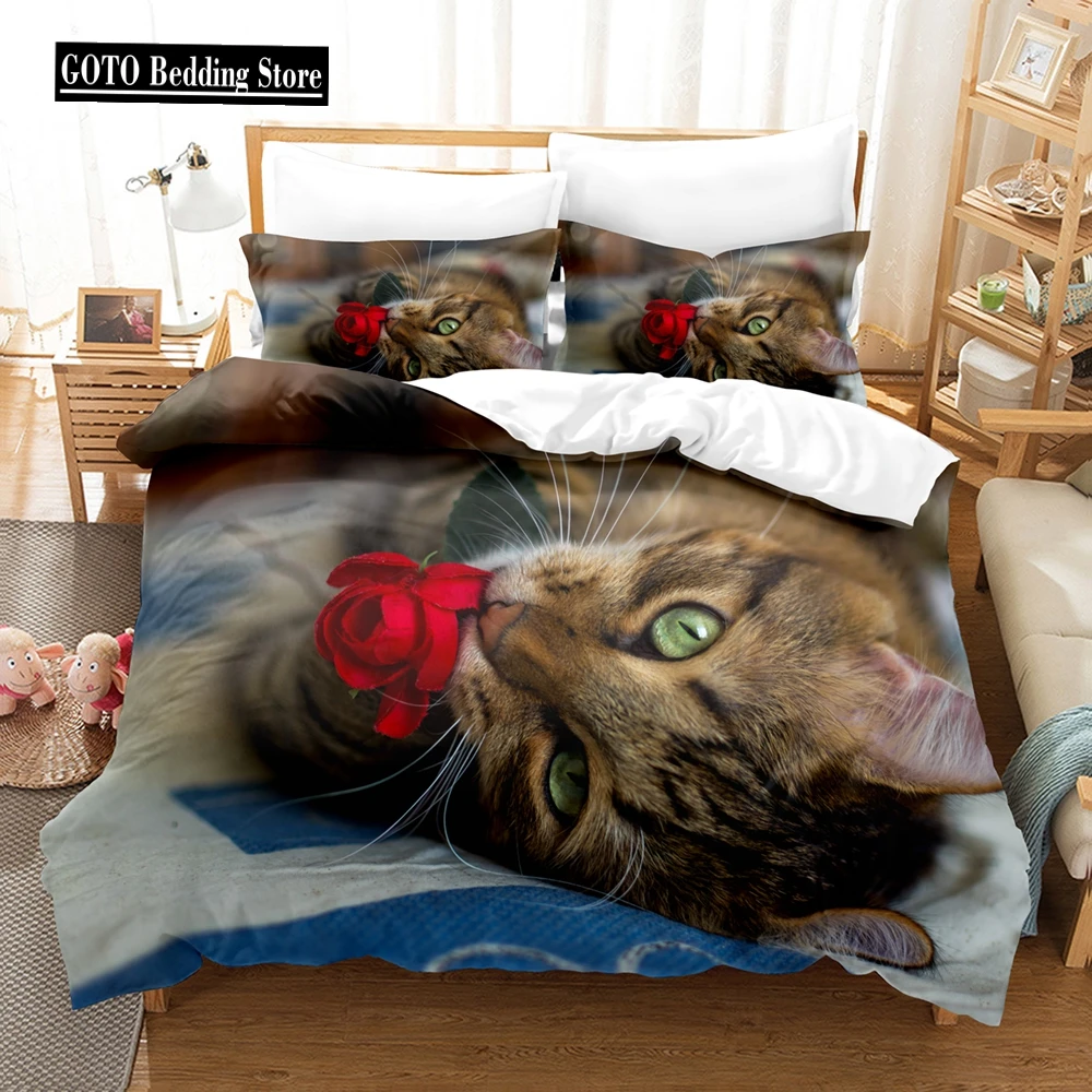 Animal Cat Bedding Set Adults Winter Duvet Cover Sets Kids,twin Full Queen King Bedroom Set Dropshipping Housse De Couette 2021