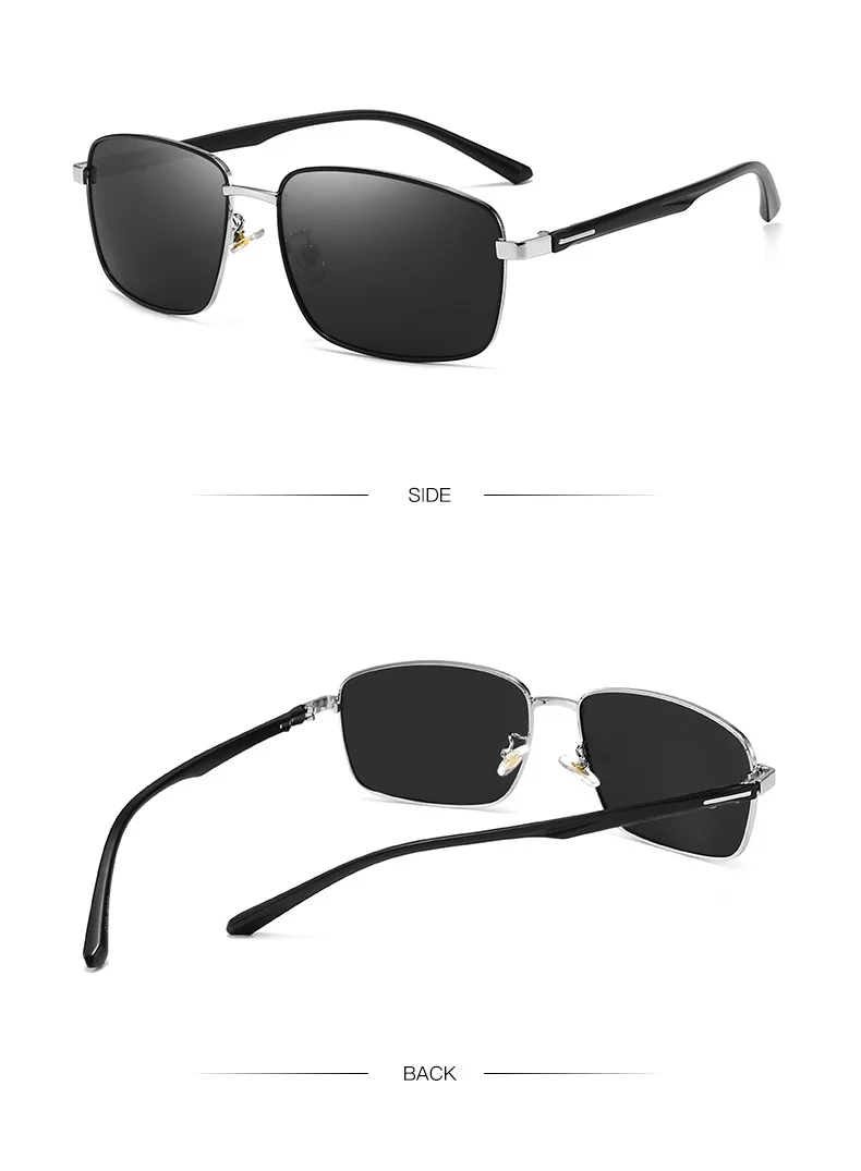Business Metall Quadratischer Rahmen Polarisierte Sonnenbrille Luxus Übergroße UV-Schutz Sonnenschutzbrille 5027 – Detail 9