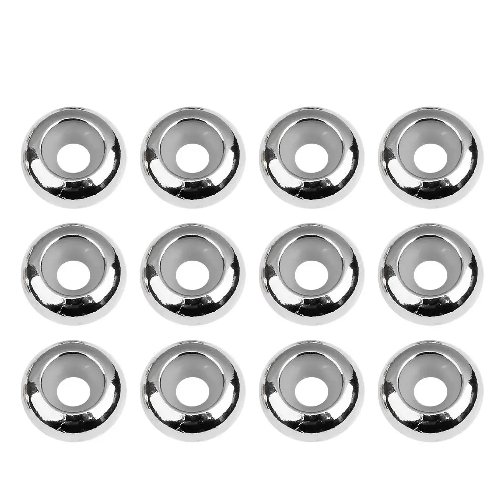 20Pcs Positioning Beads Premium Copper Silicone DIY Jewelry Making Flat Stopper Spacer Beads Chain Length Adjuster Silver 10Mm
