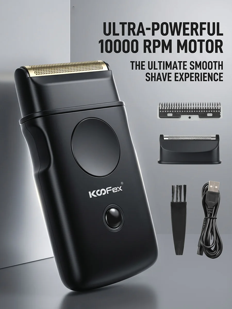 KF-6412 10000RPM Folienrasierer Professioneller Mini-Kantenrasierer Titan-Folienklinge Bart- und Haarschneider USB für Männer mit Extra-Folie – Detail 1