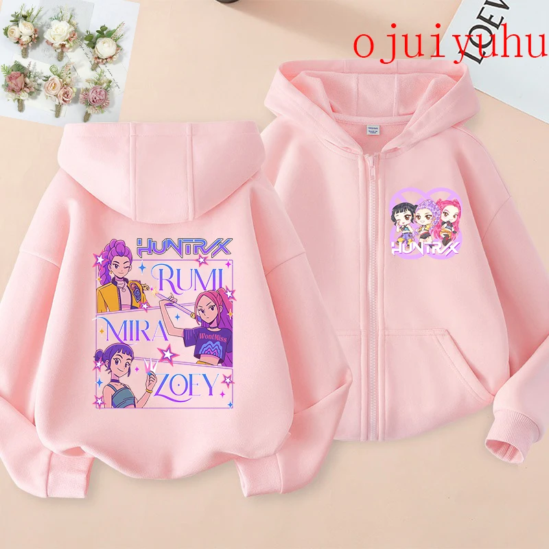 90s kawaii zip up sweatshirts kpop demon hunters hoodie crianças roupas criança menina menino moletom com capuz do bebê casual topo