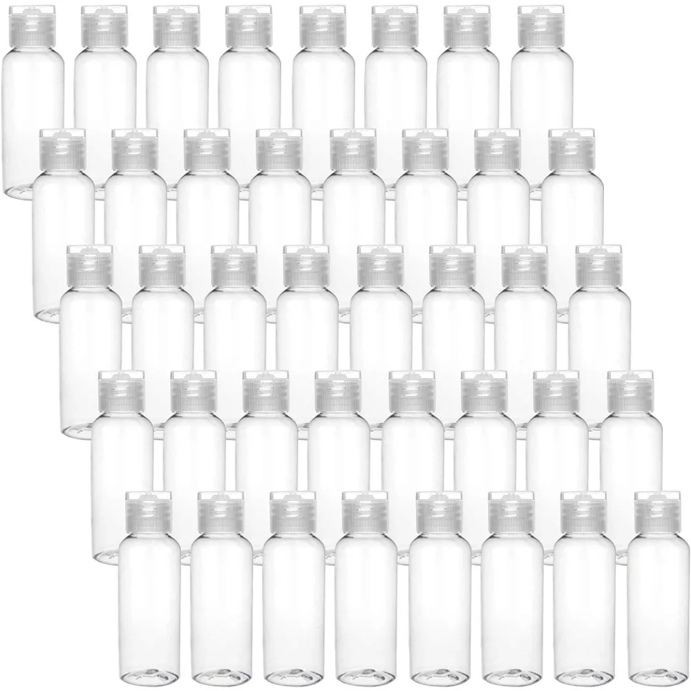 50pcs 5-100ml Plastic Empty Bottles with Flip Cap Refillable Travel Leak Proof Containers for Shampoo Liquid Body Soap Lotion