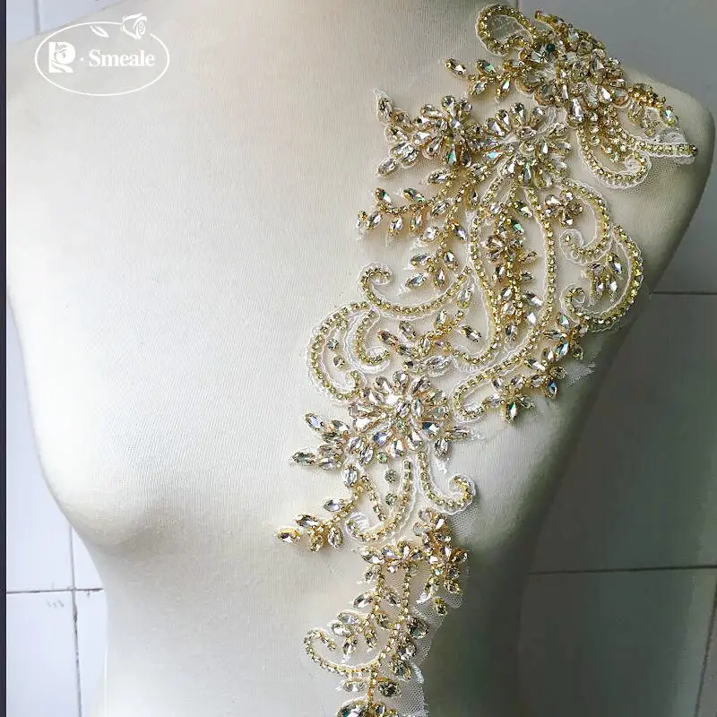 Dingzhu-Water Diamond Large Flower, Transparent Mesh Bottom Material,Lace Handmade, DIY Clothing Accessories for Wedding Dresses
