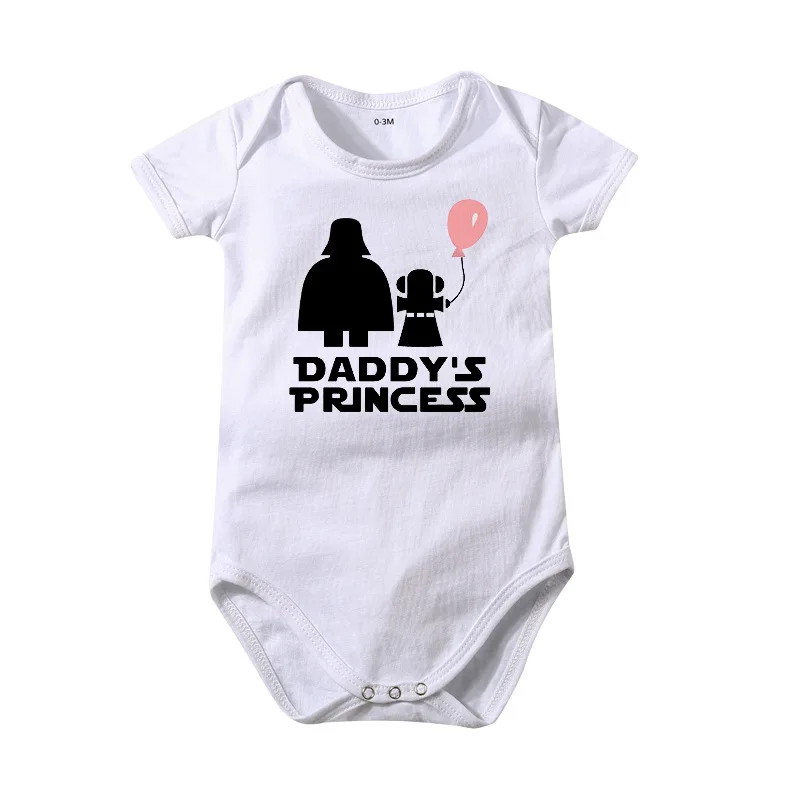 Summer Infant Rompers Baby Boy Girl Letter Daddy\'s Princess Print Short Sleeve Jumpsuit Kid Clothes Cotton Outfit Newborn Romper