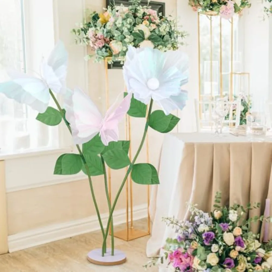 

5.2ft Giant Decoration Huge Artificial Gauze Butterflies with Sting Base for Wedding Church Party Birthday Home Garden Backdrop