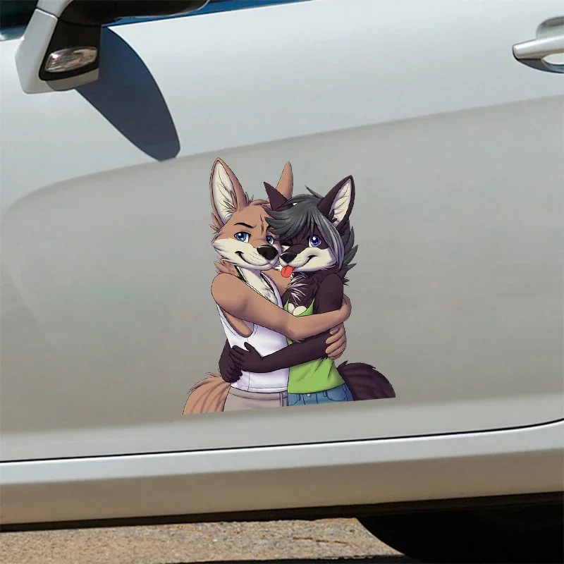 Cute Cartoon Furry Femboy Wolf Car Stickers Personality DIY Custom Printing Window Trunk Vinyl Decal Waterproof Car Accessories
