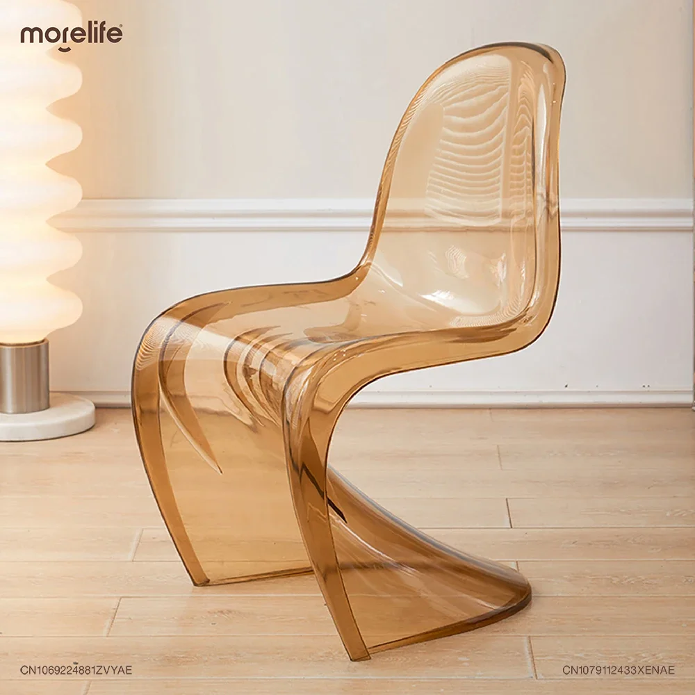 Nordic Dining Creative Acrylic Plastic Dining Chair S-shape Chairs Crystal Stool Dining Room Transparent ArmChair Home Furniture