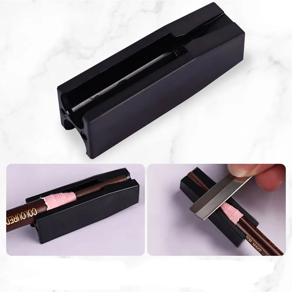 Suministros de maquillaje impermeables negros, sacapuntas de cejas para afilar Microblading, punta fina