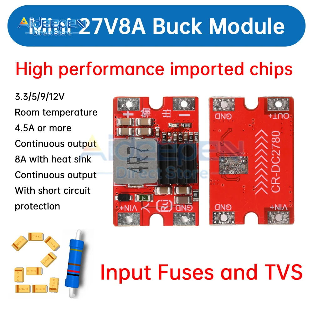 High-power Mini Step-down Power Supply Module DC-DC 27V To 5V 12V 8A Model Airplane Voltage Reduction Module Buck Converter