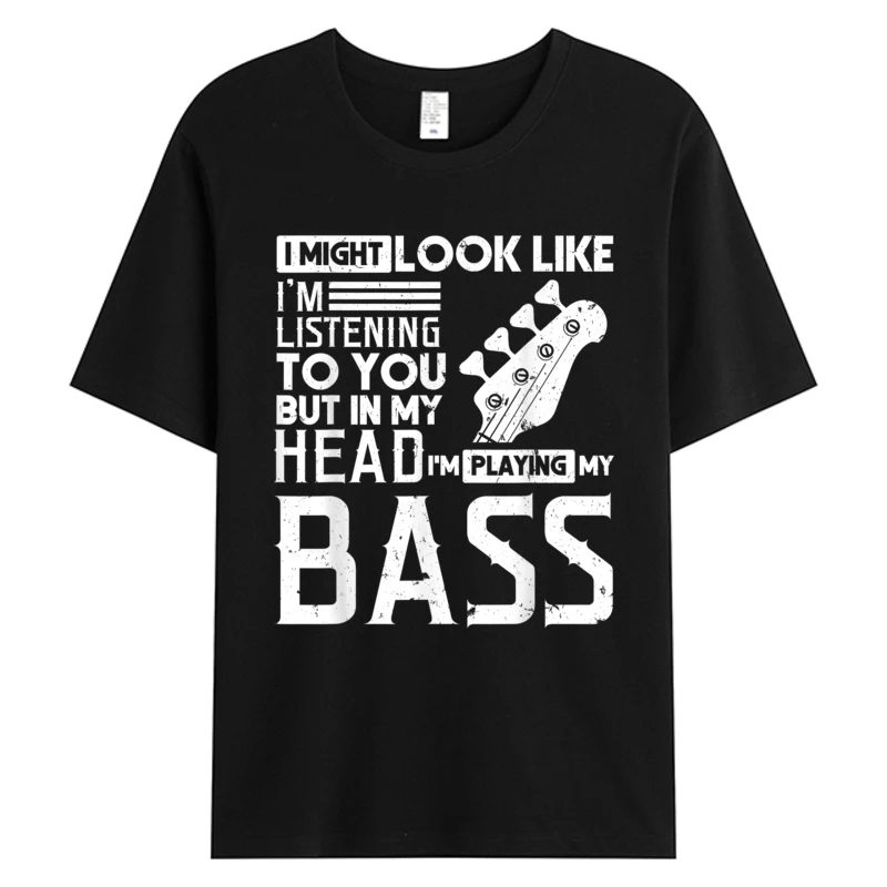 

Bass Player Shirt Men Gift For Guitar Player Bassist Men's Cotton Tshirts Christmas Father's Day Hot Sell Graphic T-Shirts