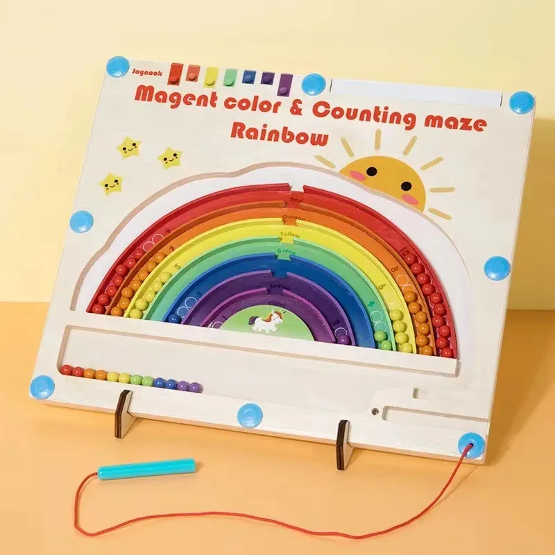 TOPMAYA Dziecięca Zabawka Edukacyjna Magnetyczny Długopis Tablica do Liczenia Rozpoznawanie Kolorów Lody Dinozaur Zabawka Drewniana