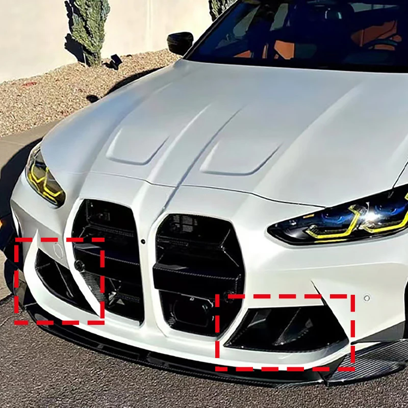 2Pcs/set Car Fog Lamp Bezel Light Shell Front Bumper Side Air Vent Trim Fit For BMW M3 M4 G80 G81 G82 2020 2021 2022 2023 2024