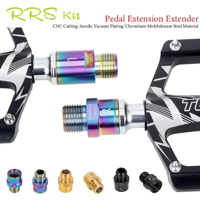 Rrskit Bicycle Pedal Extension Bolts Spacers R66E Pedal Extender Axle Crank Accessories 16Mm 20Mm For MTB Road Bike Pedal