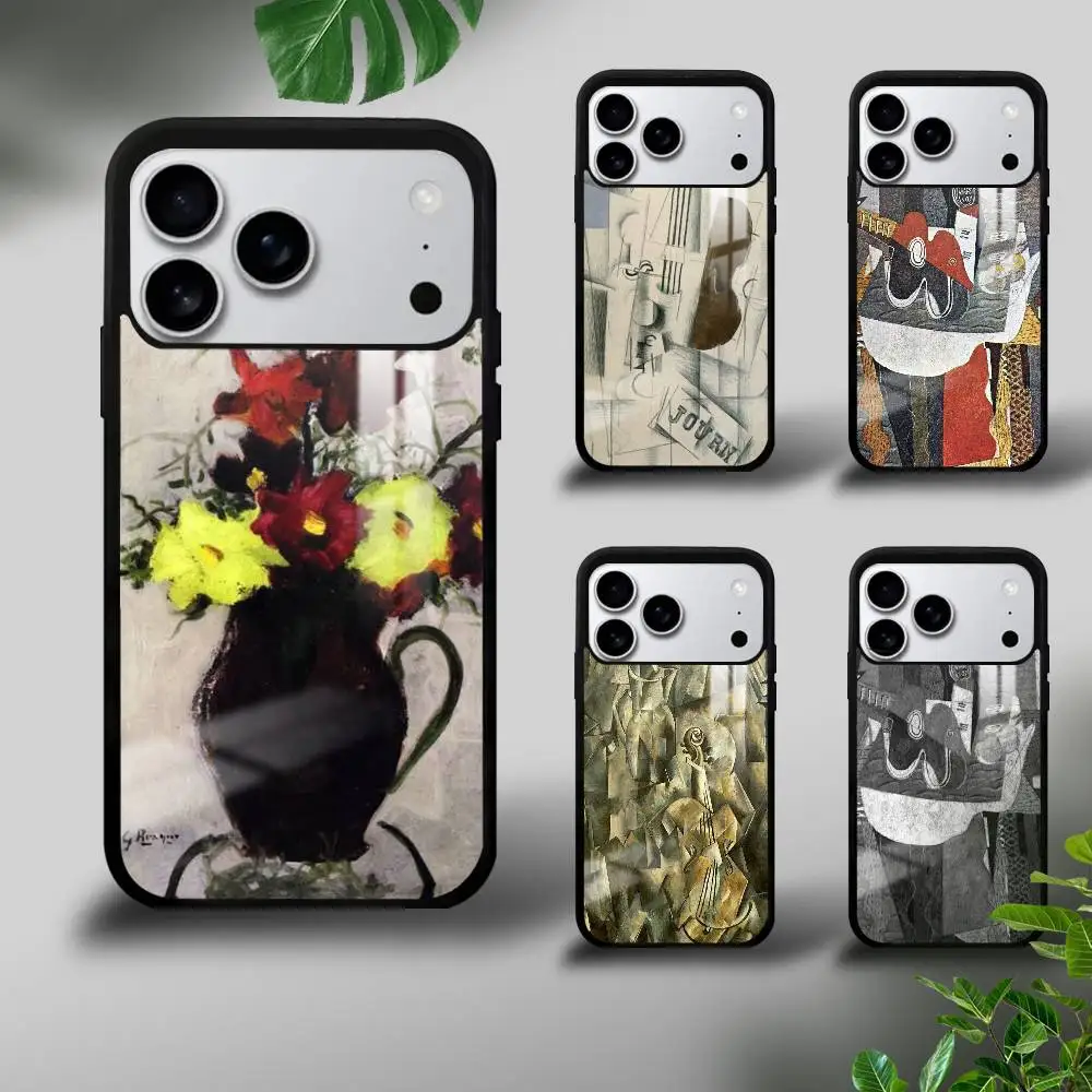 

Artist G-Georges B-Braque Phone Case For iPhone 17 16 15 14 13 12 11 Pro Max Mini Plus Hard Mirror Funda