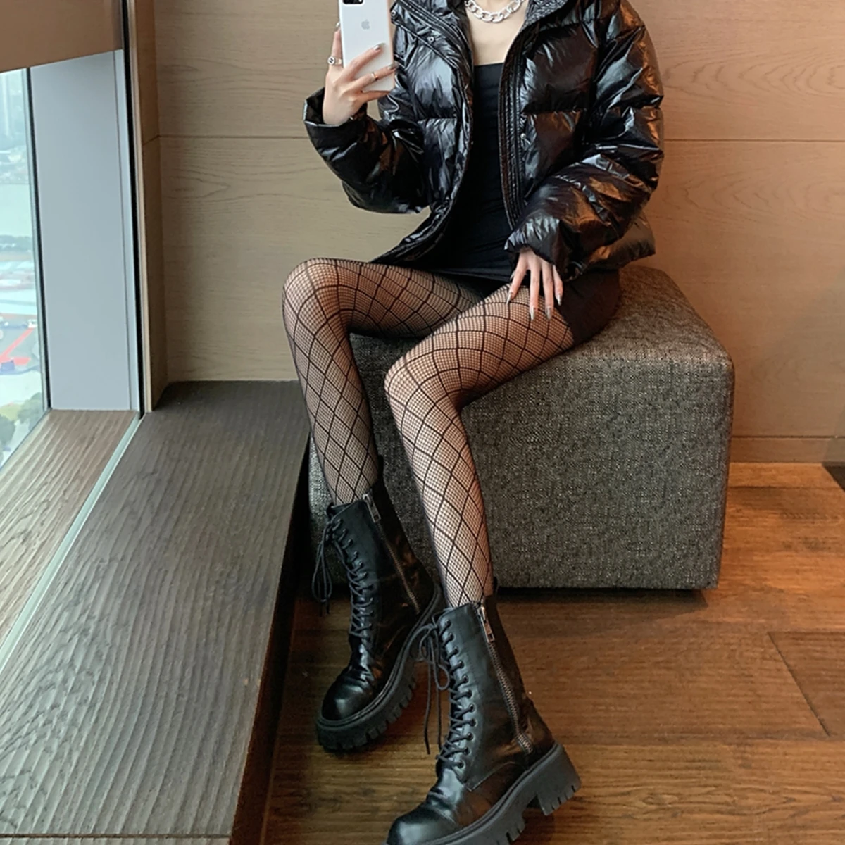 Griglia Patchwork Fish Net Porno BDSM collant Rave Comfy Fish Net Nylons Cosplay trasparente lovers Love segreto di alta qualità