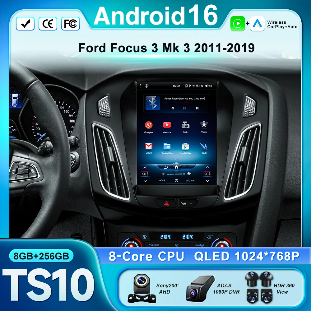 For Ford Focus MK3 2011-2019 Android 16 Carplay Car Radio Auto Navigation GPS Multimedia Player Unit Autoradio Stereo BT 5G