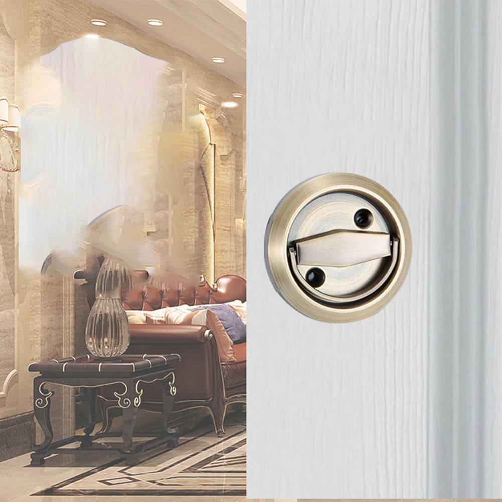 Round Recessed Door Lock Stainless Steel 304 Cup Handle for 35 45mm Door Panels 75mm Diameter with 90mm Total Length
