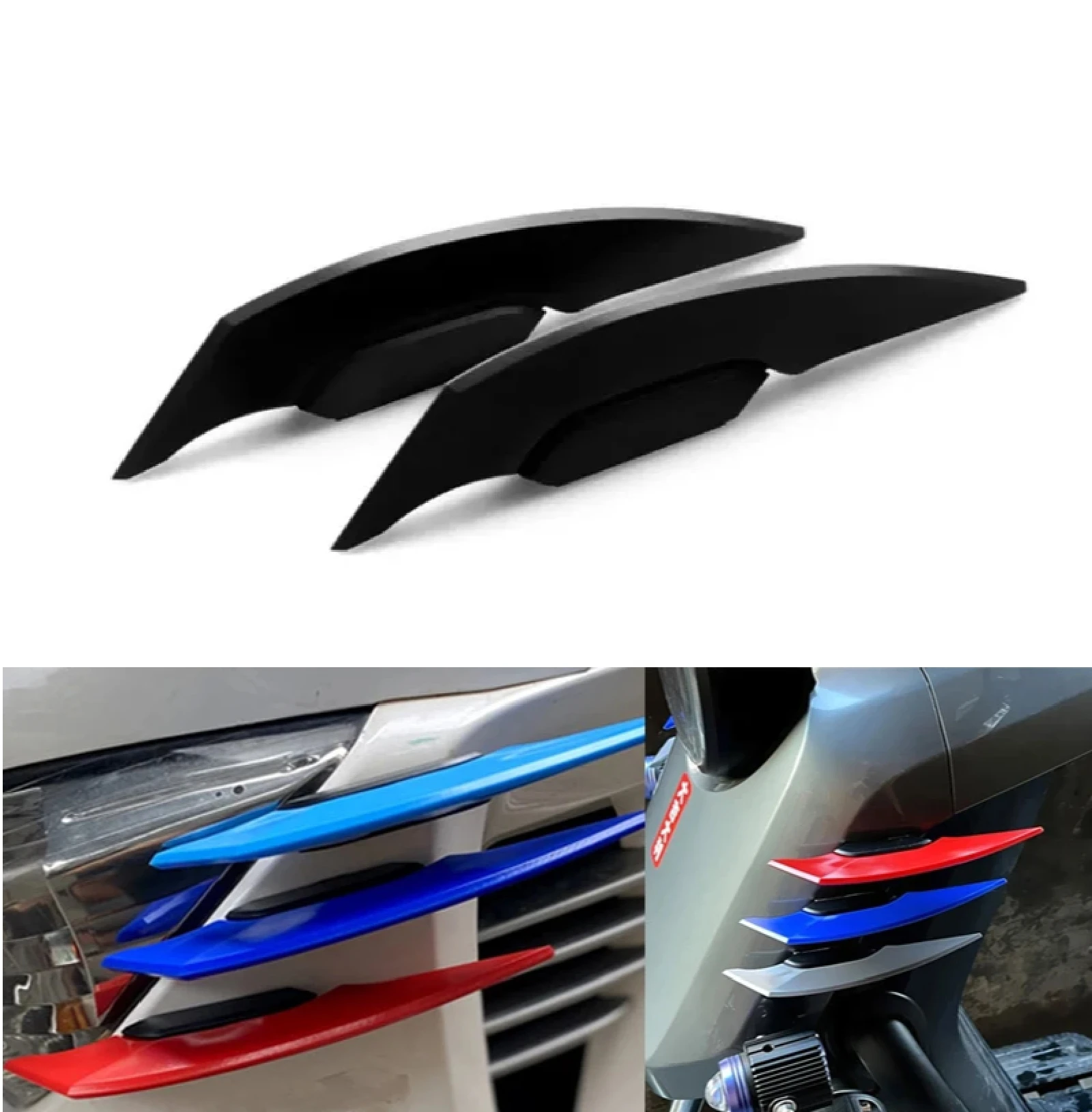 1 para uniwersalny motocykl Winglet aerodynamiczny Spoiler dynamiczne skrzydło naklejka dekoracyjna na motocykl skuter czarny