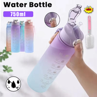 750ML BPA Free Sports Water Bottle with Time Marker Leak-proof Design for Outdoor Activities Gym Running and Daily Hydration