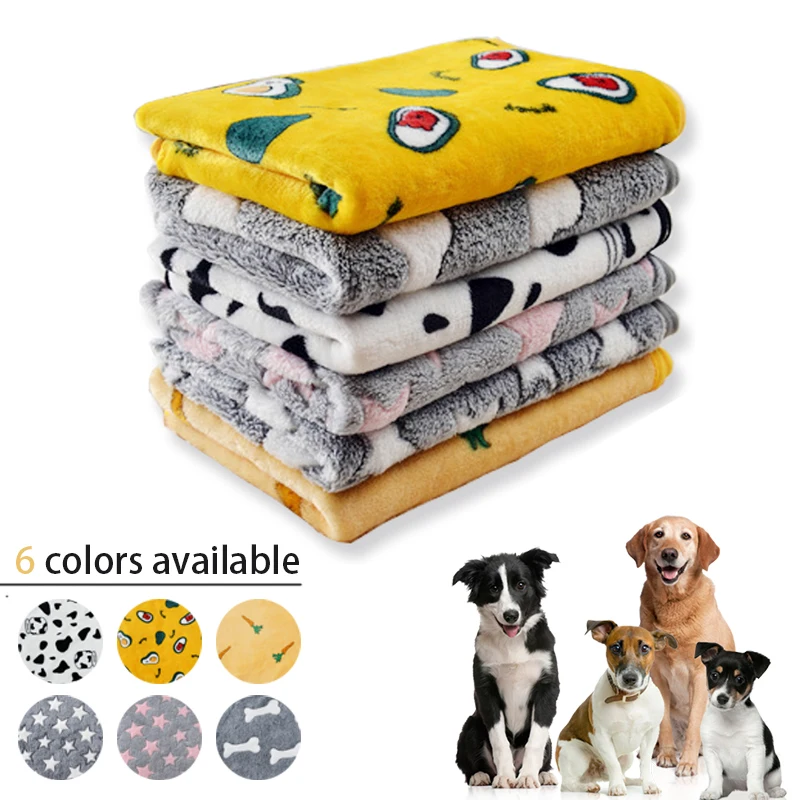 Soft Flannel Pet Blanket Cartoon Printing Dog Bed Sleeping Blanket Warm Comfortable Household Sofa Blanket Cushion Pet Supplies