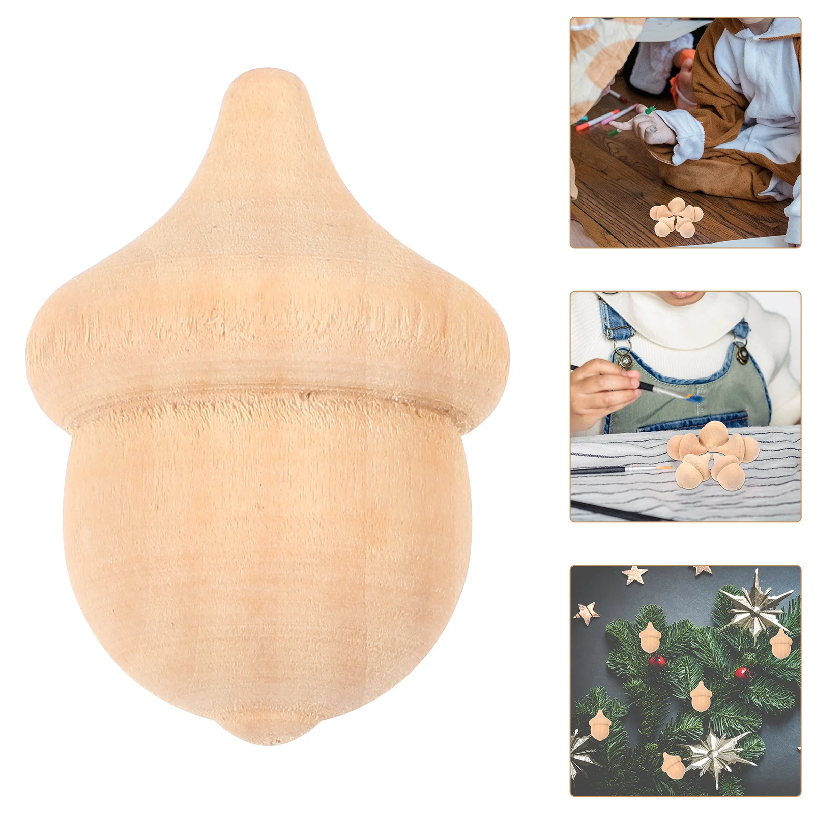 

30Pcs Natural Wooden Acorns for DIY Painting Craft Holiday Decor Bowl Filler Wooden Craft Decor Wood Acorn Ornament