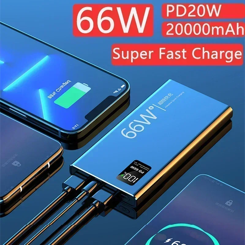 Power Bank 30000mAh 66W Ricarica super veloce per iPhone 15 13 14 Huawei Xiaomi Samsung PD 20W Caricabatteria esterno Powerbank