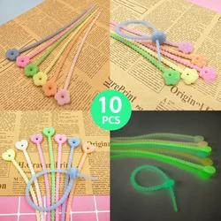 10Pcs Luminous Cat Claw Love Star Rabbit Silicone Cable Organizer Pengikat Kabel Cable Ties Kabel Ties DIY Keychain Accessories