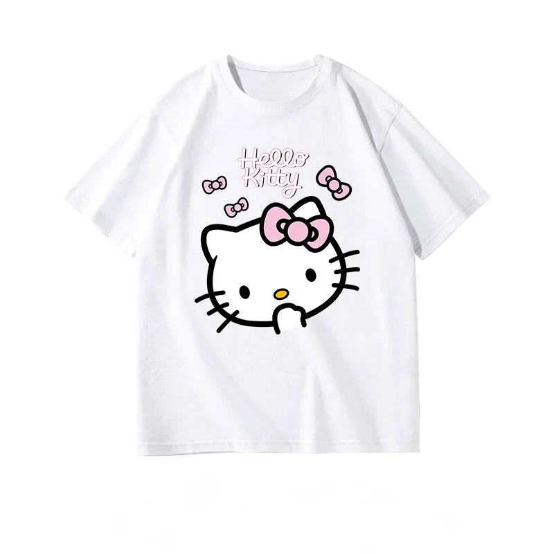 

Sanrio HelloKitty Sweet and Cute Printed Summer Children's T-shirt Parent Child Outdoor Leisure Street Fashion T-shirt