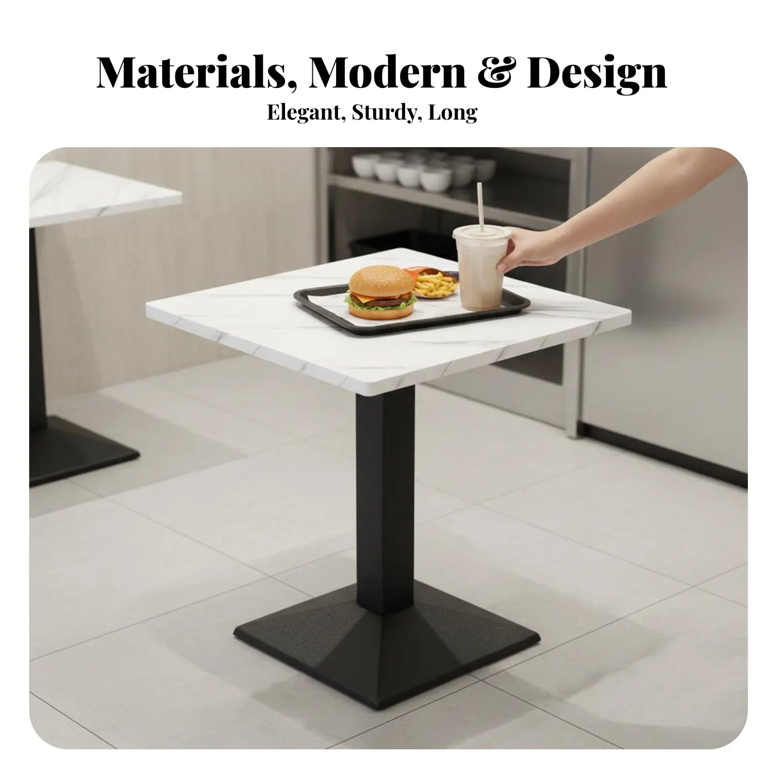 クイックミールテーブル＆チェアセット、費用対効果の高い業務用家具、耐久性のある構造、飲食店向けお手入れ簡単