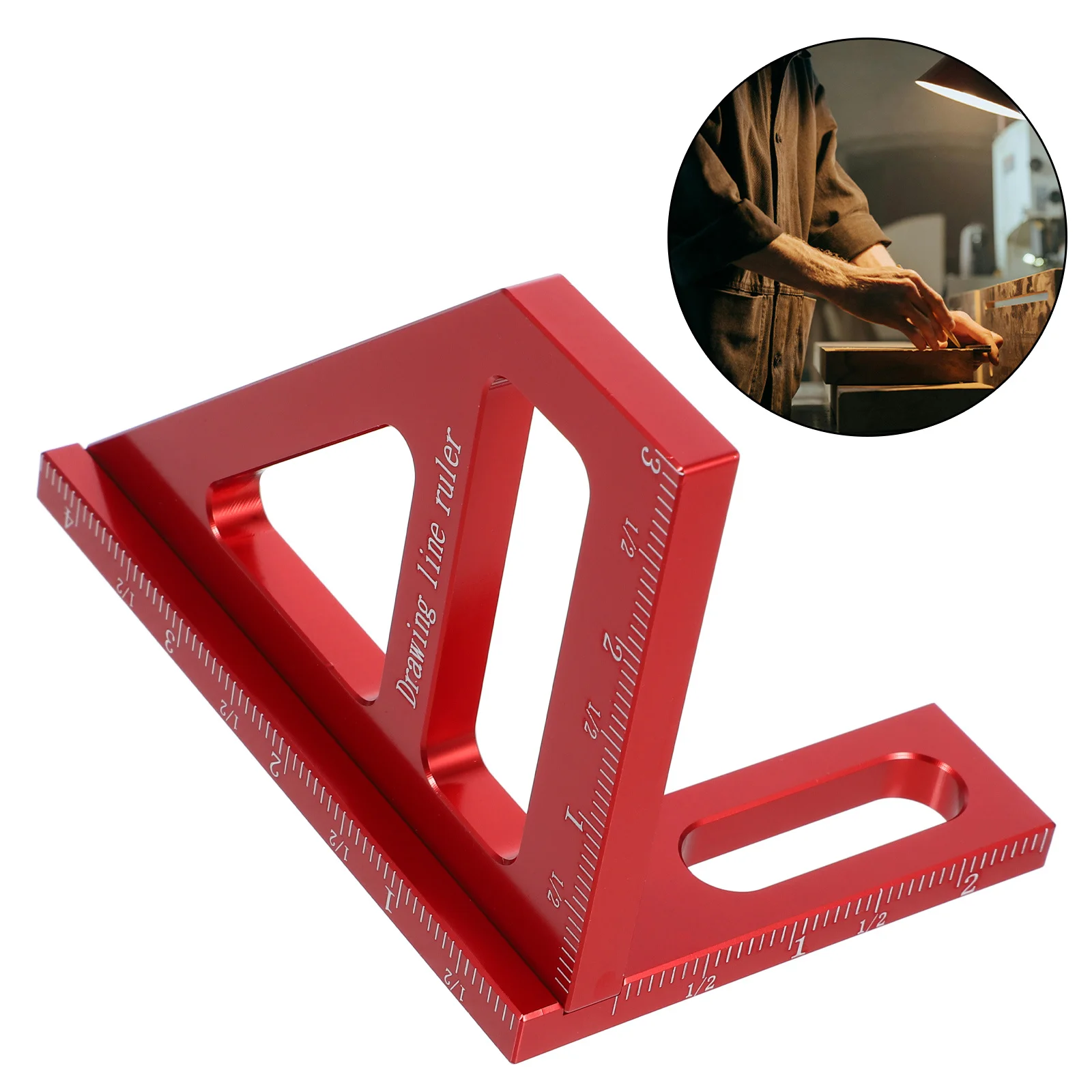 

Triangle Woodworking Ruler 45 90 Degree Aluminum Alloy Multi Functional Measuring Tool for Carpenter Construction Engineering
