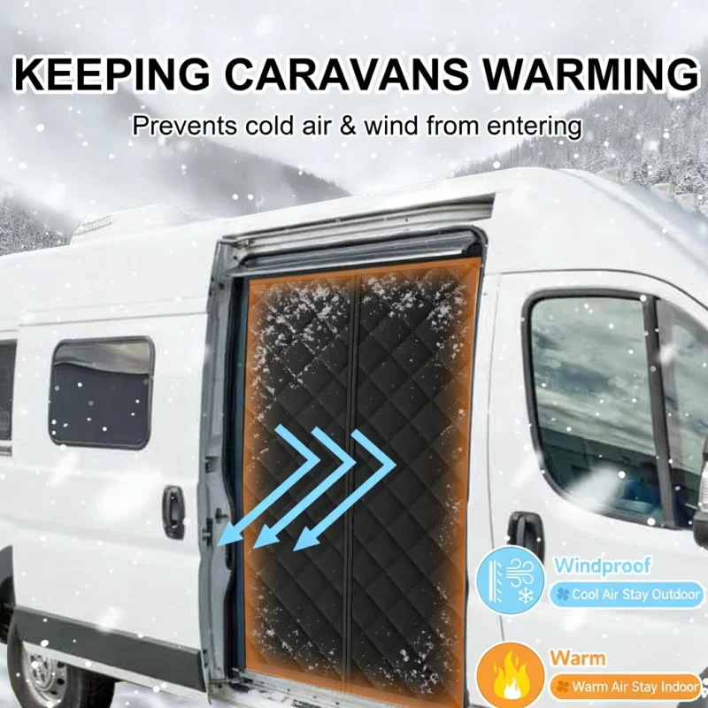 1set Caravan Magnetic Thermal Insulated Sliding Door Curtain Insect Fly Screen For Fiat Ducato Peugeot Boxer Citroen Relay 2006+