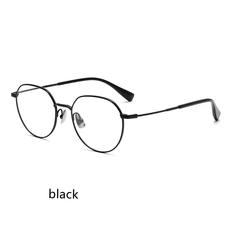 

50mm Ultra-light High Quality Pure Titanium Eyewear Men Retro Round Decorative Optical Prescription Glasses Frame Women 2115T