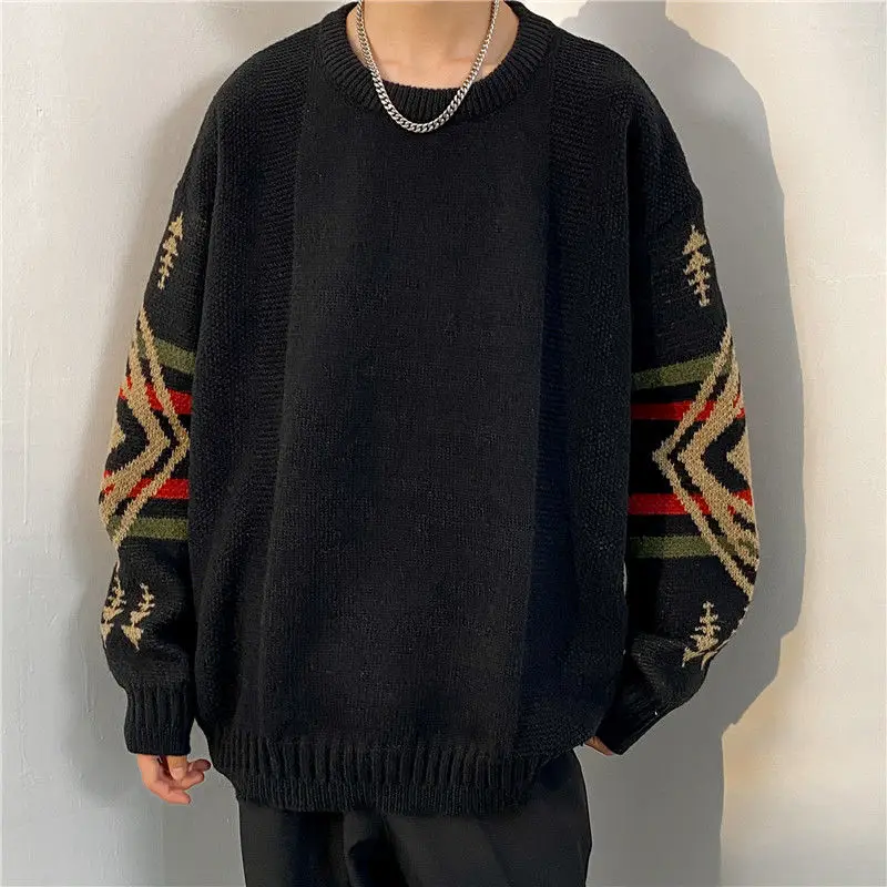 China-Chic National Style Round Neck Sweater Male Ruffian Handsome Design Casual Lazy Style Knitting Coat