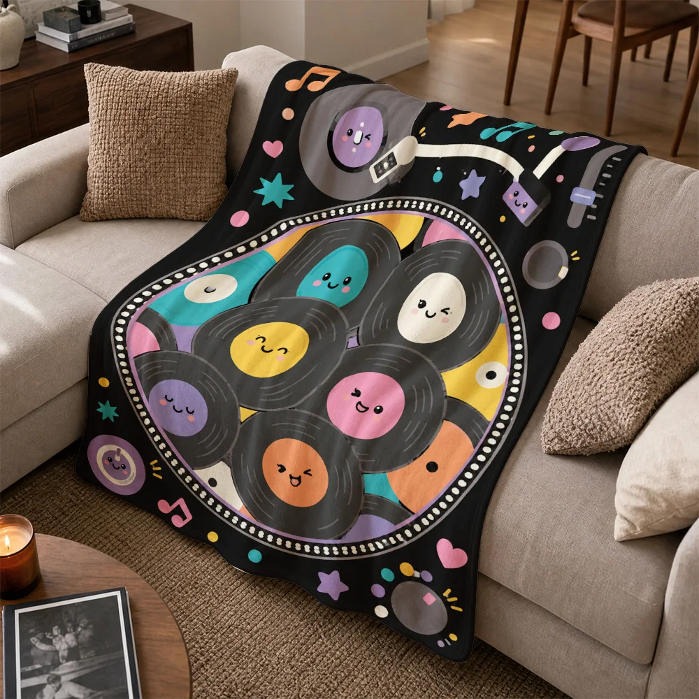 Giant Vinyl Record Music Lovers Sofa Throw Blanket Cover Decorative Pop Art Couch Throw for Boyfriend Girlfriend Gift