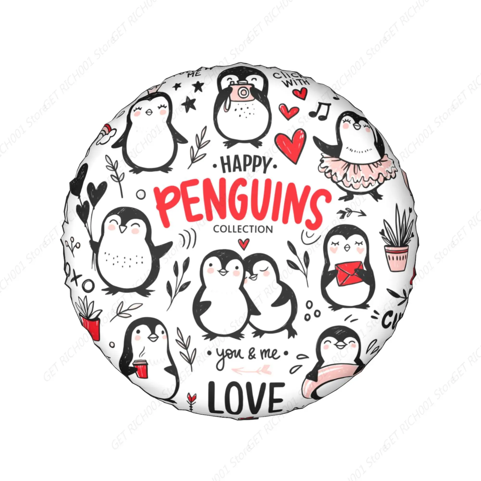 Hand Drawn Funny Penguins Spare Tire Cover Protectors, Weatherproof Wheel Tire Covers Universal Fit for Trailer Rv SUV Truck