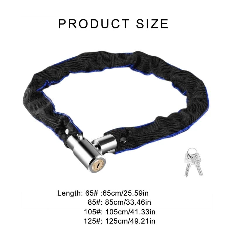 Road Bike Chain Lock Long AntiTheft Bicycles Chain Lock Bike Safety Chain Lock With 2 Key for Motorcycle, Scooter, Fence