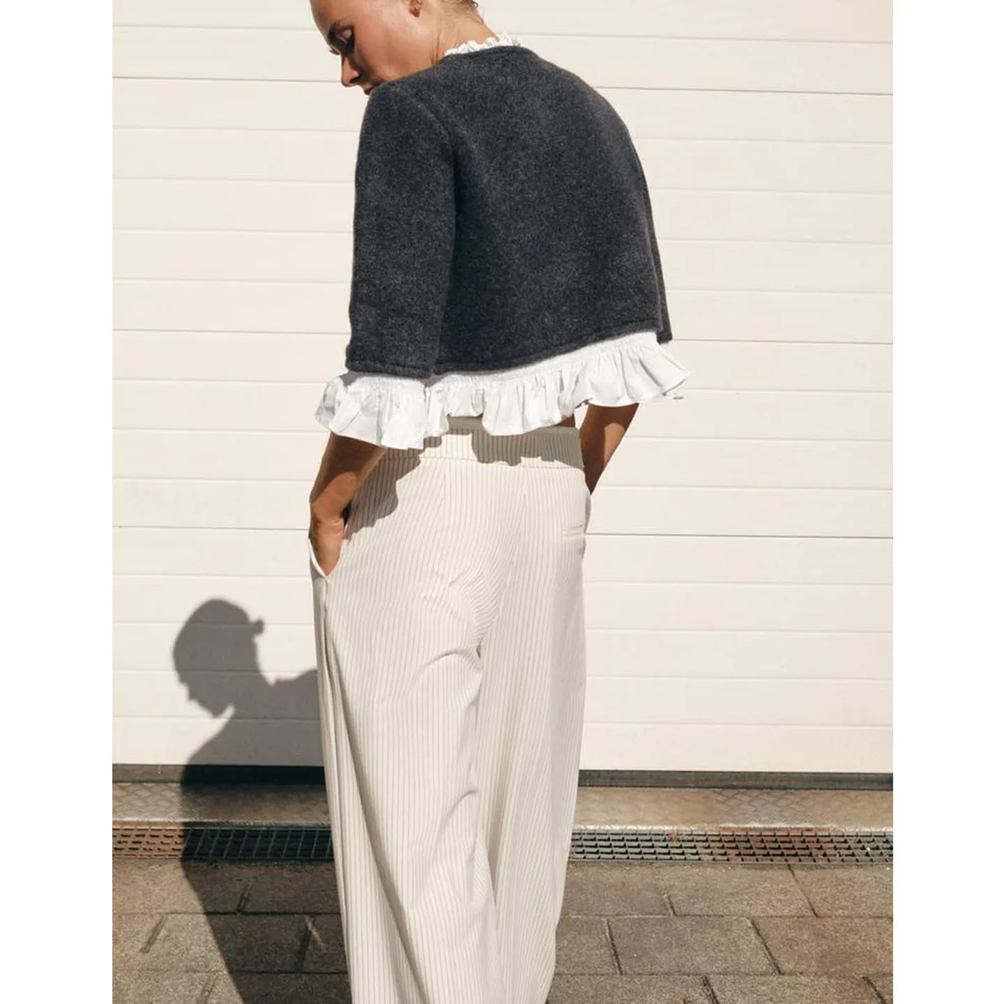 Autumn Women's Briti Sle Knitted Layered Decoration round Ne Seven Sve Silk Patchwork Knitwear Soft Polyester Casual...