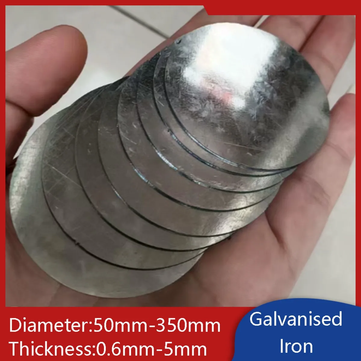 

Galvanised Iron Round Plate 50mm-350mm Diameter Steel Disc Zinc-coated Metal Circular Sheet 0.6mm-5mm Thickness
