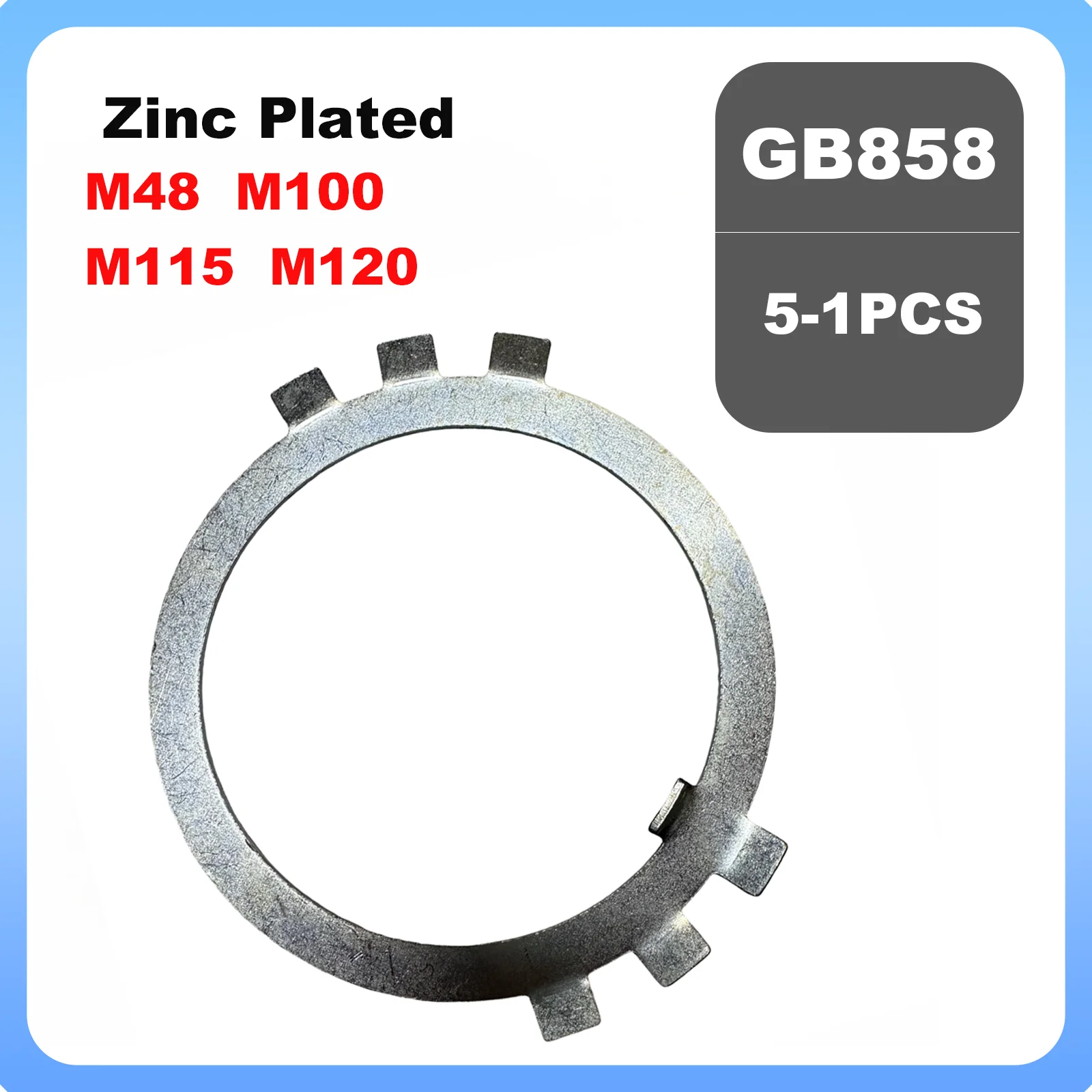 

Lock Gasket Spacer GB858 M48 M110 M115 M120 Zinc Plated Carbon Steel Lock Washers Retaining Stop Washer For Slotted Round Nut