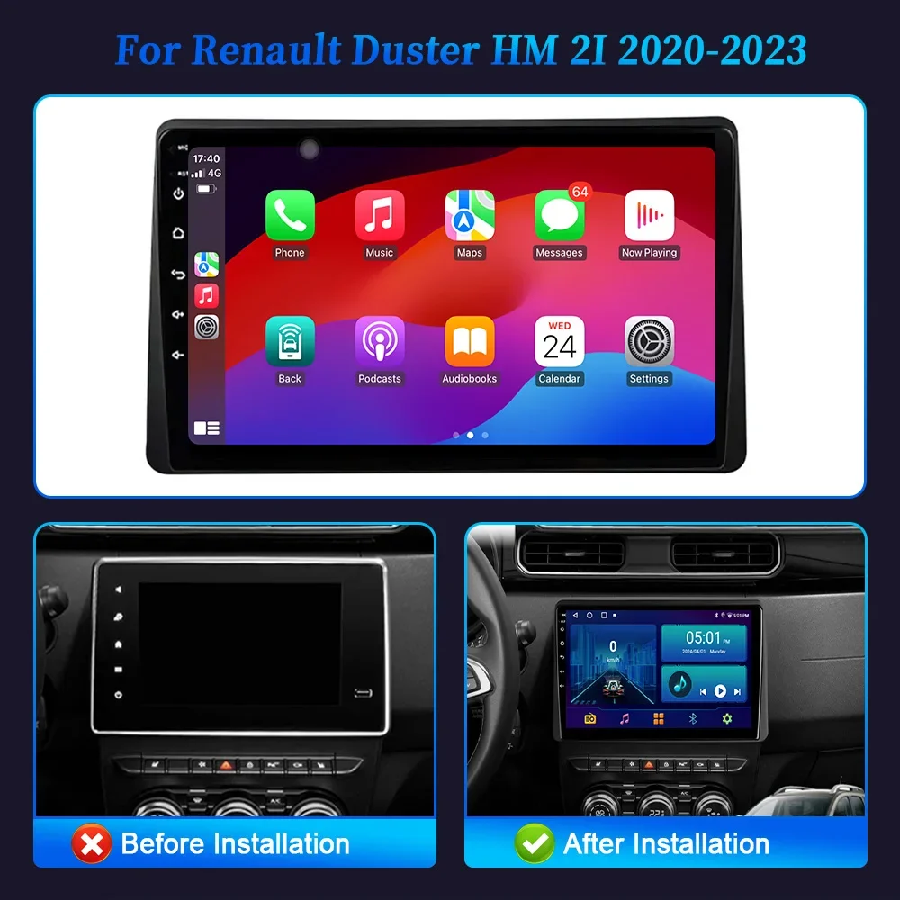 Car Radio For Renault Duster HM 2I 2020-2023 Multimedia Navigation Android 14 Stereo Head Unit Screen  4G 2CIN WIFI