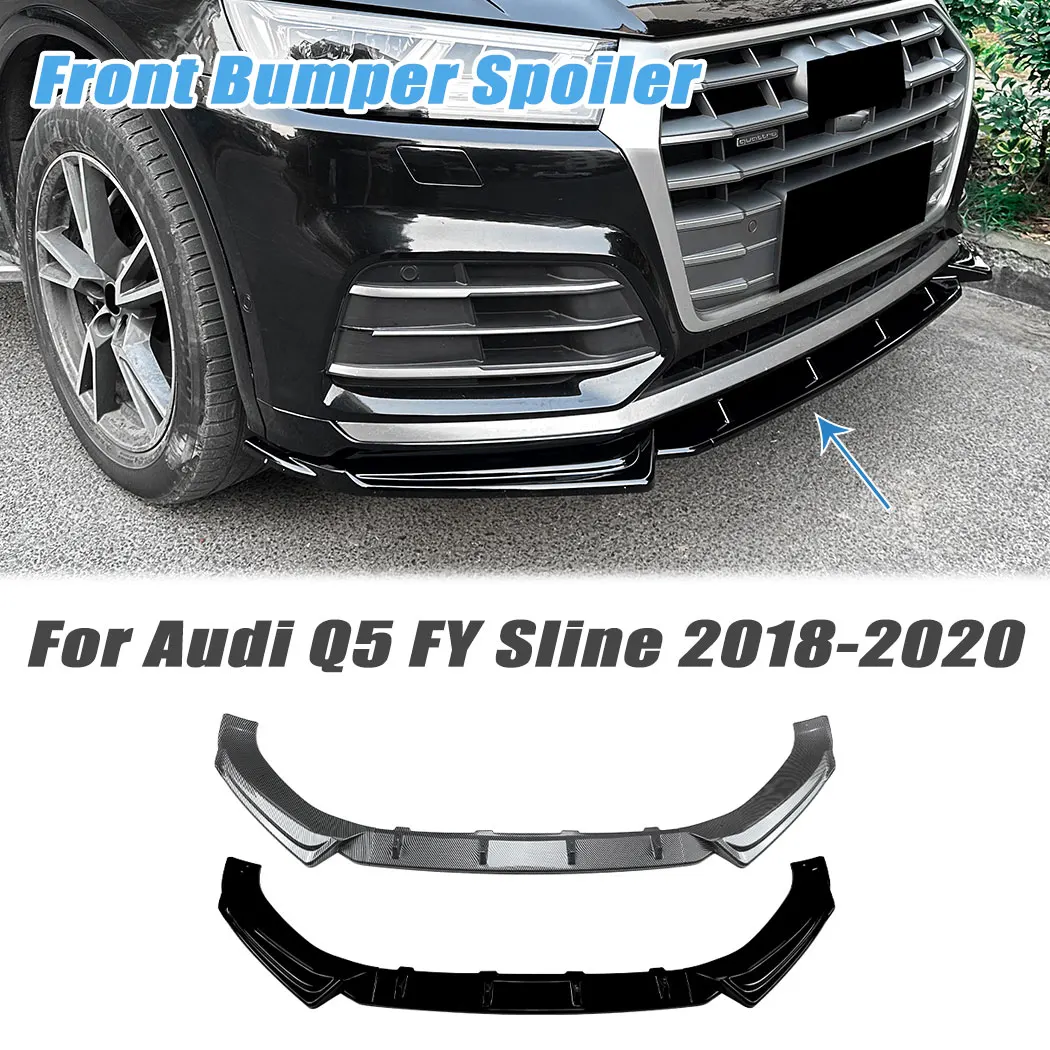 

For Audi Q5 FY Sline 2018-2020 Car Front Bumper Lip Front Lower Spoiler Glossy Black ABS Exterior Guard Decoration Modification