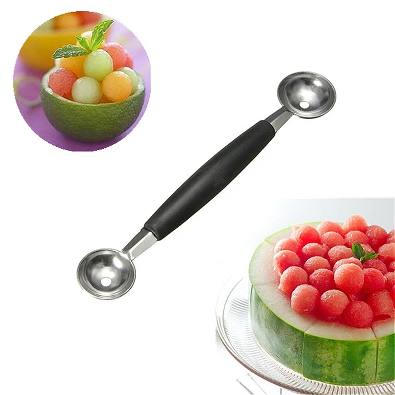 LMETJMA Stainless Steel Double Ended Headed Fruit Icecream Ball Spoon Diameter Melon Baller Fruit Vegetable Tools PY0039