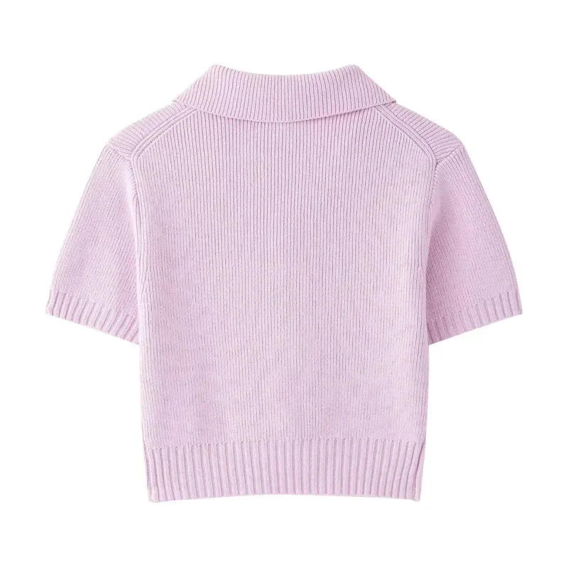 Cute Knitted Tops Bow-lace-up Lapel Tops Fashion Turn Down Collar Hollow Cardigan Knitwear New Summer Holidays Sweet Casual Tops