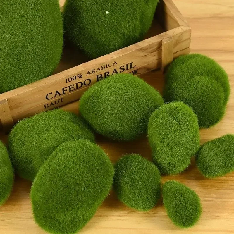 10pcs Simulation Moss Stone Simulation Stone Artificial Moss Stone Ball Fake Green Plants for Home Garden Flower Pot Decoration