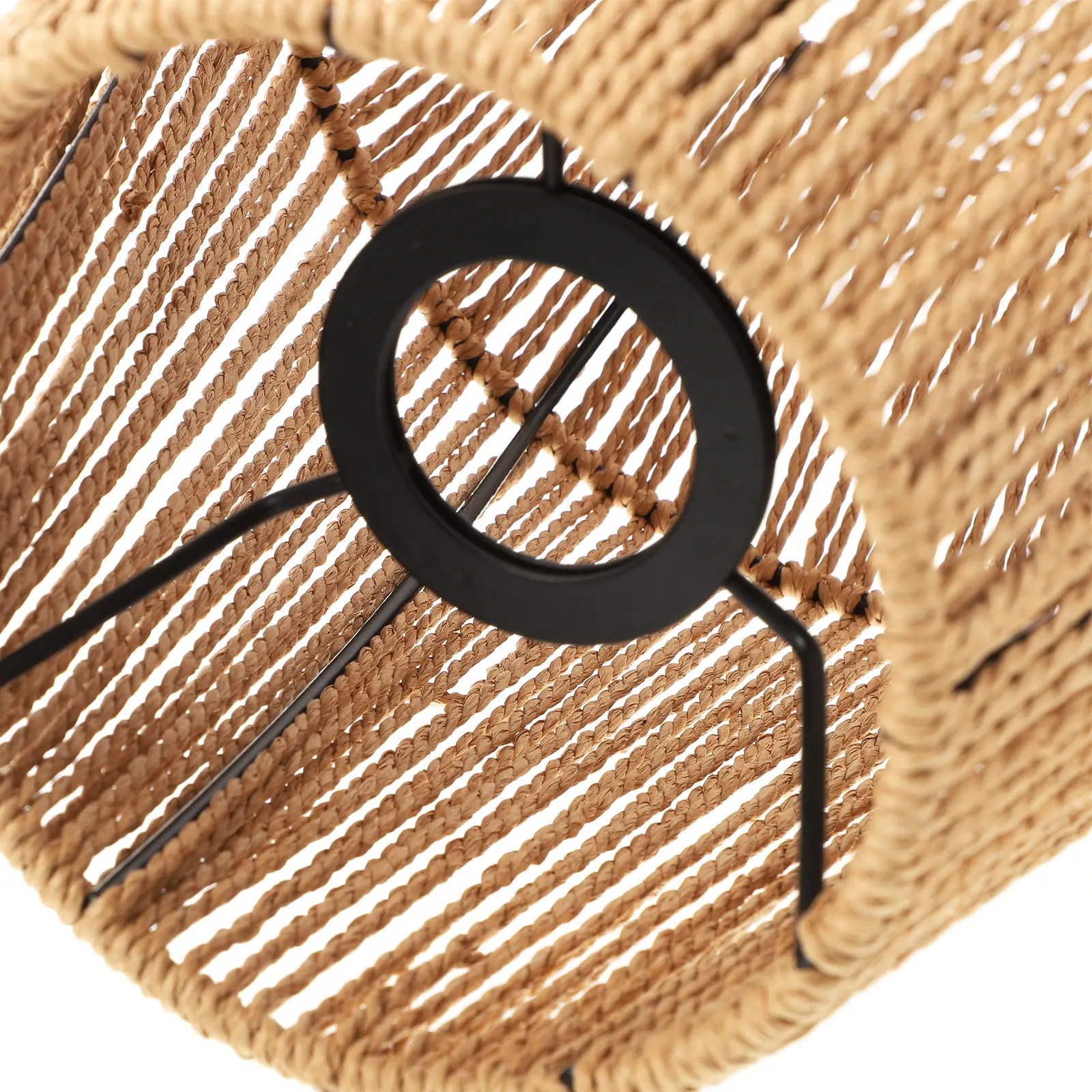 Rustic Style Vintage Paper String Woven Lamp Shade Hanging Ceiling Light Cover Bedroom Lampshade Decorative Lighting for Home